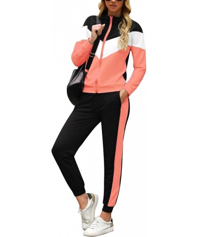 Women's Tracksuit Set 2 Piece Sweatsuit Outfits Long Sleeve Zip Up Lounge Jogger Set with Pocket Salmon Pink $24.74 Activewear