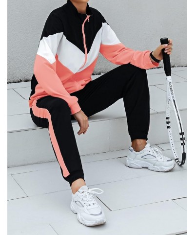 Women's Tracksuit Set 2 Piece Sweatsuit Outfits Long Sleeve Zip Up Lounge Jogger Set with Pocket Salmon Pink $24.74 Activewear