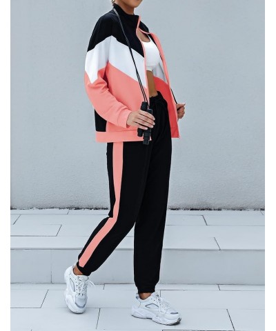 Women's Tracksuit Set 2 Piece Sweatsuit Outfits Long Sleeve Zip Up Lounge Jogger Set with Pocket Salmon Pink $24.74 Activewear