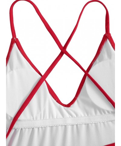 Women's Sexy Bathing Suits Solid Color Criss Cross Open Back One Piece Swimwear Red $12.04 Swimsuits