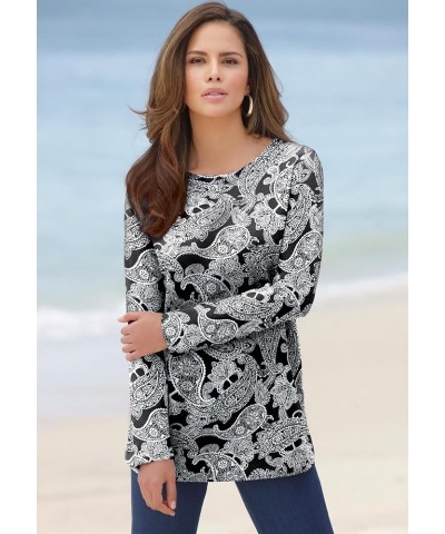 Women's Plus Size Long-Sleeve Crewneck Ultimate Tee Shirt Navy Spray Tie Dye $14.46 T-Shirts