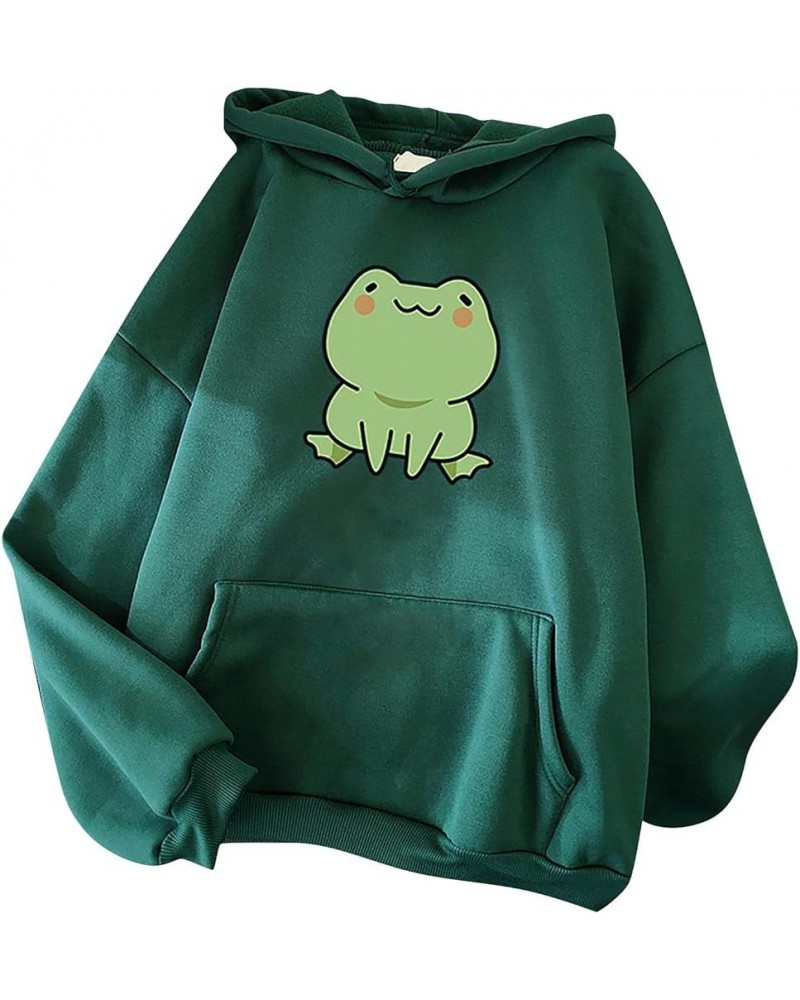 Cute Frog Hoodie for Womens Teen Girls Long Sleeve Shirts Tops Kawaii Graphic Sweatshirts Casual Fashion Pullover Army Green ...