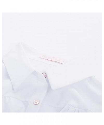 Women's Polka Dots Shirt Tops 1950s Retro Short Sleeve Blouse Tops White(solid) $19.71 Blouses