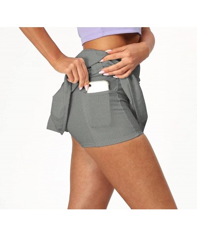 Pleated Tennis Skirts for Women with Pockets Shorts, Athletic Running Workout Golf Skorts Gray $14.21 Skorts