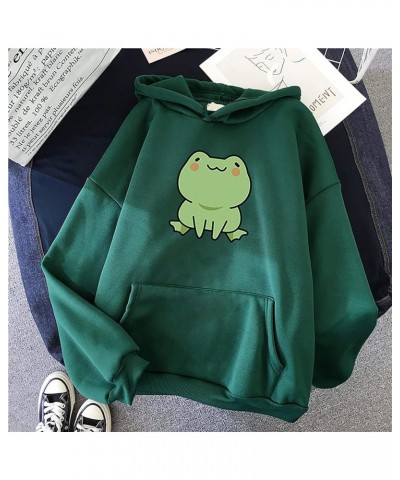 Cute Frog Hoodie for Womens Teen Girls Long Sleeve Shirts Tops Kawaii Graphic Sweatshirts Casual Fashion Pullover Army Green ...