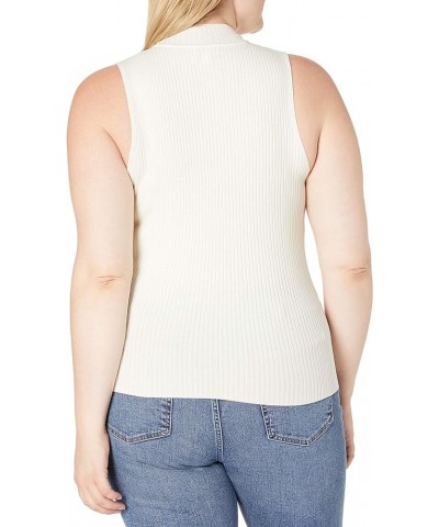 Women's Karolina Sleeveless Ribbed Mock-Neck Sweater Ivory $11.60 Sweaters