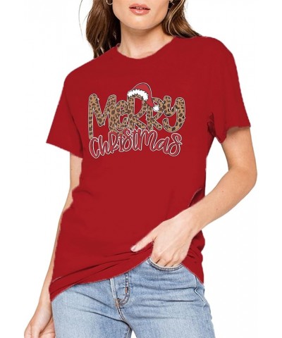 Christmas Tree Shirt for Women Merry Christmas Printed T-Shirts Short Sleeve Holiday Tee Xmas Gift Tops E Red $11.20 T-Shirts