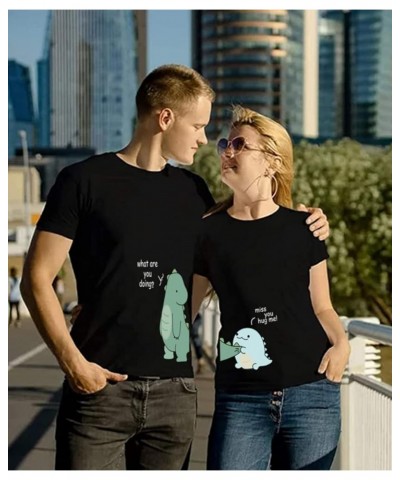 Lovely Dinosaur Matching Couple T-Shirt for Husband Wife,Pure Cotton Matching T-Shirt for Lover(Priced for 1 T-Shirt) Green-b...