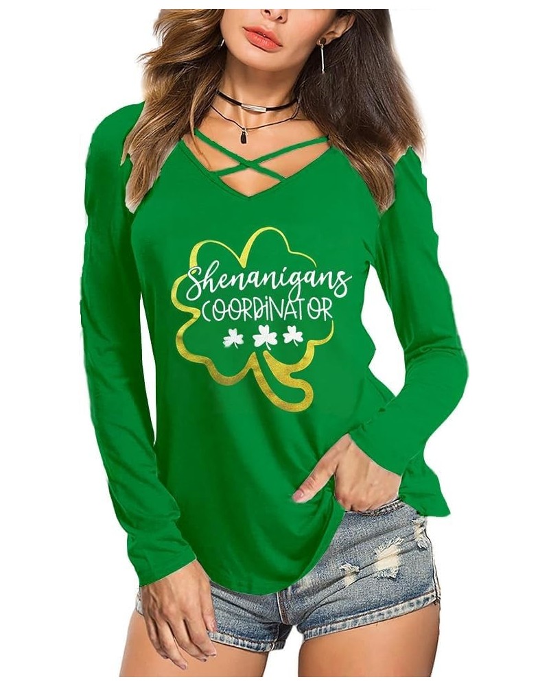 St. Patrick's Day Women's Lucky Charm Shamrock Clover Print Shirts Casual Irish Tops Gold Shenanigans $10.49 T-Shirts