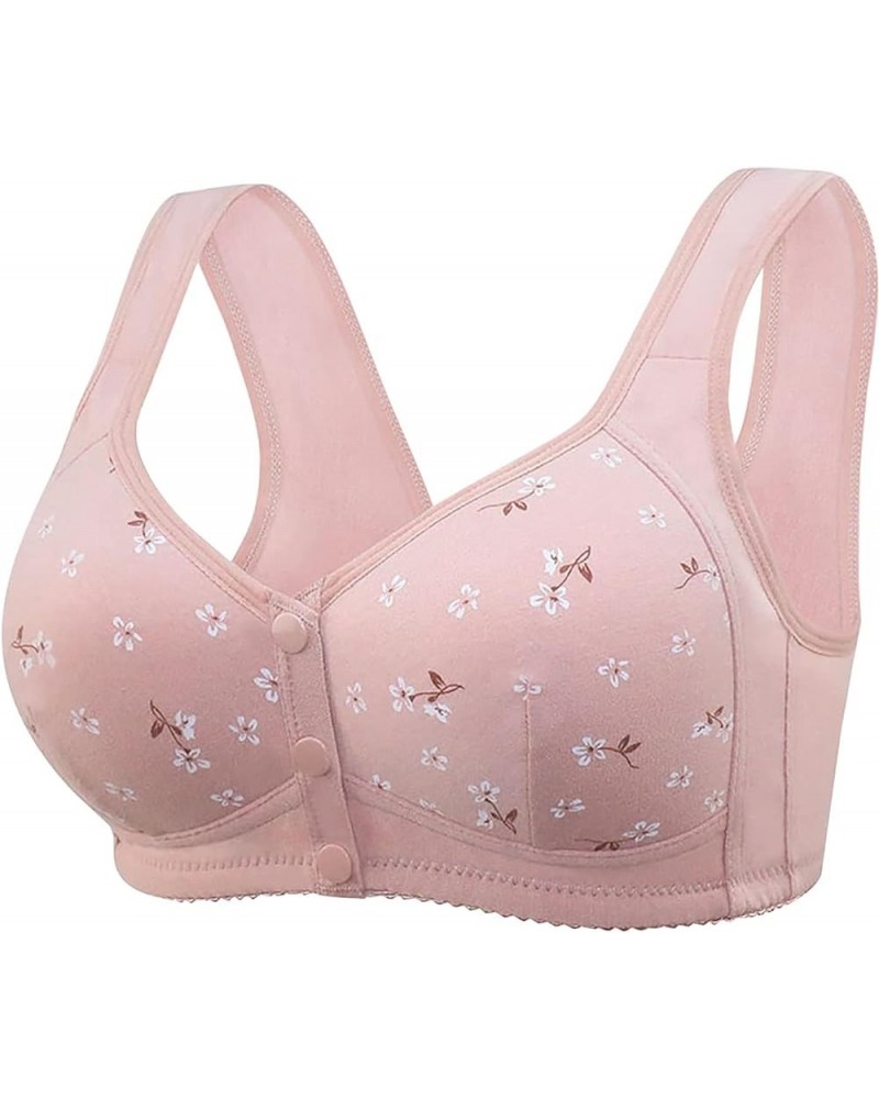 Front Snaps Daisy Bra for Seniors Everyday Bras, Bra for Older Women Front Button Workout Gym Yoga Bras Zx48-pink $7.35 Lingerie