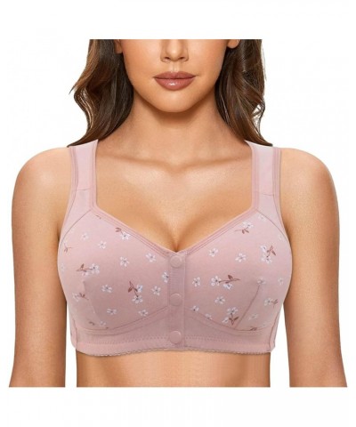 Front Snaps Daisy Bra for Seniors Everyday Bras, Bra for Older Women Front Button Workout Gym Yoga Bras Zx48-pink $7.35 Lingerie