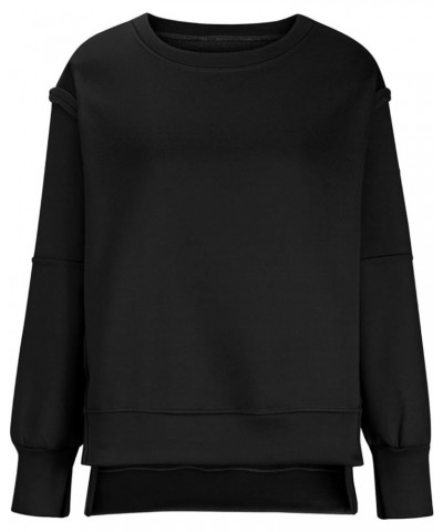 Womens Oversized Sweatshirt Hoodies Fleece Crew Neck Half Zip Pullover Long Sleeve Sweaters Casual 2024 Outfits 06-black $5.2...