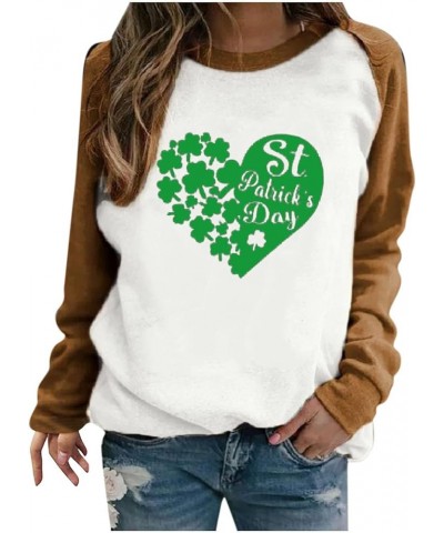 St Patricks Day Shirt Women Womens Casual Long Sleeve Crew Neck Printed Pullover Hoodless Womens Hood Sweaters Z - St Patrick...