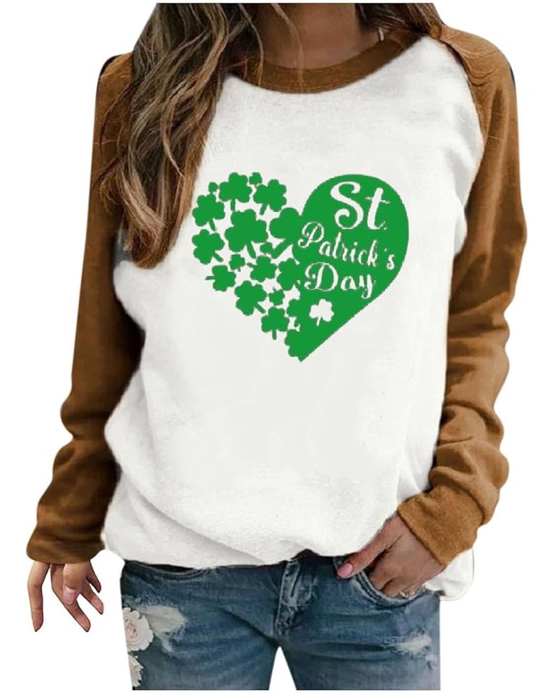 St Patricks Day Shirt Women Womens Casual Long Sleeve Crew Neck Printed Pullover Hoodless Womens Hood Sweaters Z - St Patrick...