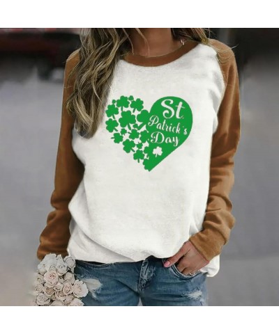 St Patricks Day Shirt Women Womens Casual Long Sleeve Crew Neck Printed Pullover Hoodless Womens Hood Sweaters Z - St Patrick...