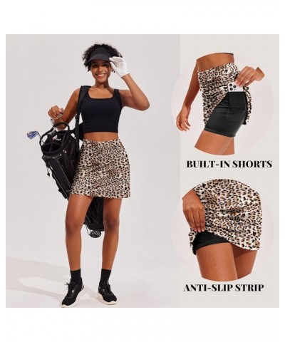 Women's Athletic Skorts Lightweight Golf Skirts Inner Shorts Pocket Tennis Running Workout Sports Skorts Leopard $15.67 Skirts