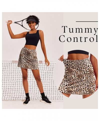 Women's Athletic Skorts Lightweight Golf Skirts Inner Shorts Pocket Tennis Running Workout Sports Skorts Leopard $15.67 Skirts