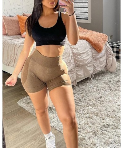 Seamless 3 Piece for Women Workout Shorts High Waist Gym Running Yoga Shorts Athletic Shorts Dark Gray.brown.light Gray $20.2...