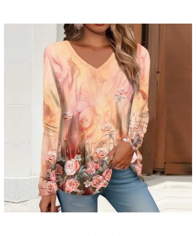 Womens Vneck Long Sleeve Tunic Tops 2023 Autumn Fashion Graphic Tops Shirts Dressy Casual Sweatshirt Blouses S81-light Pink $...