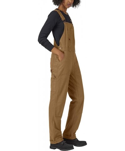 womens Denim Double Front Bib Overalls Rinsed Brown Duck $27.36 Overalls