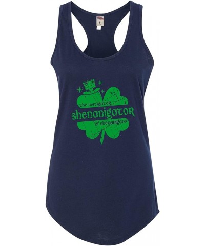 Shenanigator Instigator of Shenanigans St. Pattys Day Mens Women Flowy Fitted Sleeveless Tank Top T-Shirt Fitted Navy Blue $1...