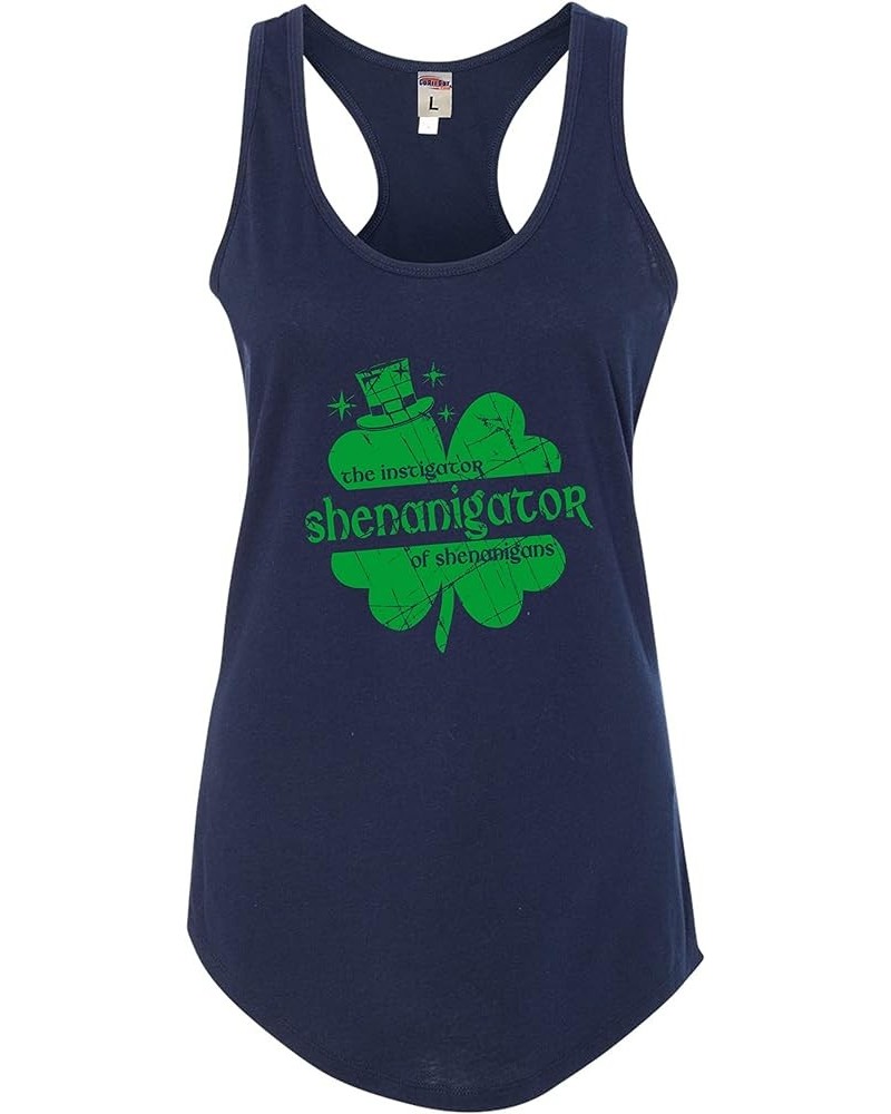 Shenanigator Instigator of Shenanigans St. Pattys Day Mens Women Flowy Fitted Sleeveless Tank Top T-Shirt Fitted Navy Blue $1...