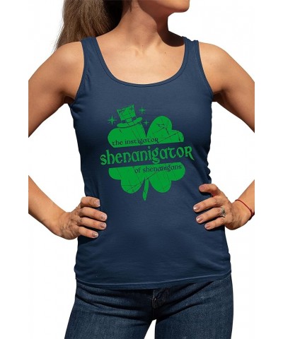 Shenanigator Instigator of Shenanigans St. Pattys Day Mens Women Flowy Fitted Sleeveless Tank Top T-Shirt Fitted Navy Blue $1...