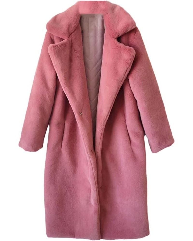 Long Fur Coat Women Open Front Loose Faux Fur Jackets Lapel Thick Warm Female Plush Coats with Pockets 1-red $42.87 Coats