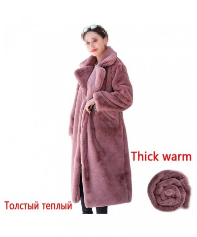 Long Fur Coat Women Open Front Loose Faux Fur Jackets Lapel Thick Warm Female Plush Coats with Pockets 1-red $42.87 Coats