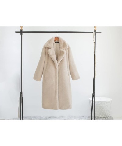 Long Fur Coat Women Open Front Loose Faux Fur Jackets Lapel Thick Warm Female Plush Coats with Pockets 1-red $42.87 Coats