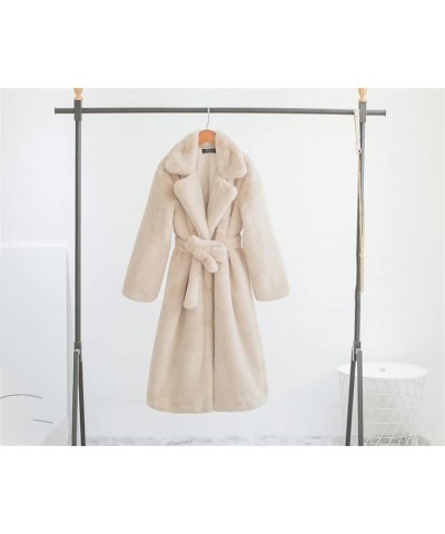 Long Fur Coat Women Open Front Loose Faux Fur Jackets Lapel Thick Warm Female Plush Coats with Pockets 1-red $42.87 Coats