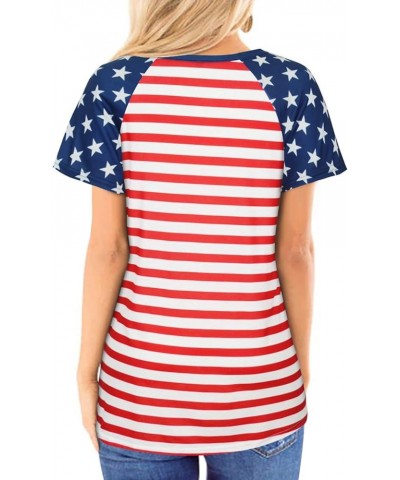 Womens Summer Deep V Neck Tops Sexy Casual Short Sleeve Low Cut Out T Shirts Blouse Usa Flag $10.80 Blouses