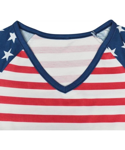 Womens Summer Deep V Neck Tops Sexy Casual Short Sleeve Low Cut Out T Shirts Blouse Usa Flag $10.80 Blouses