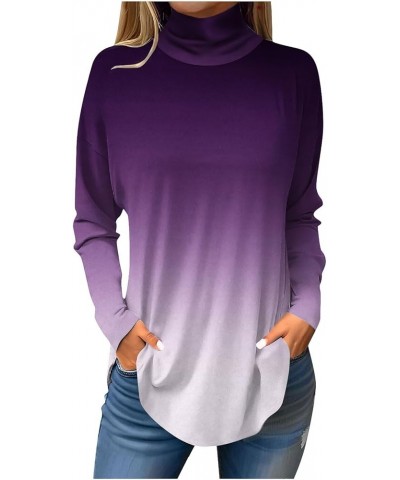 Going Out Tops for Women,Women's Gradient Long Sleeve Turtleneck Tops Casual Lightweight Under Layer T Shirts 1-purple $11.55...