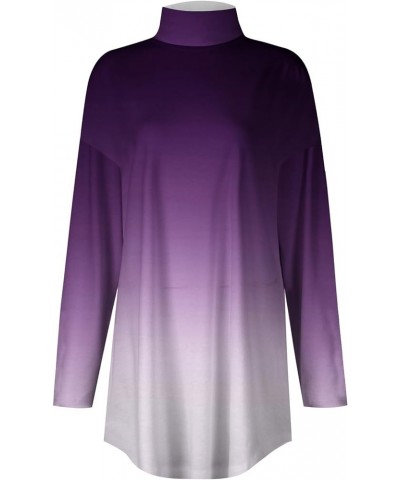 Going Out Tops for Women,Women's Gradient Long Sleeve Turtleneck Tops Casual Lightweight Under Layer T Shirts 1-purple $11.55...