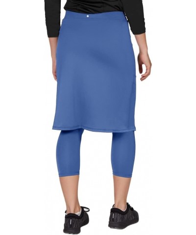 Women's Tennis Golf Skirts Workout Skirted Leggings Yoga Capri Pants with Skirts Skorts Pockets Blue $20.99 Activewear