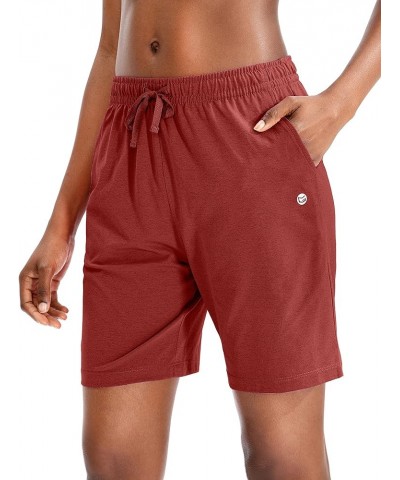 Women's Bermuda Shorts Jersey Shorts with Deep Pockets 7" Long Shorts for Women Lounge Walking Athletic Savannah Red $12.23 A...