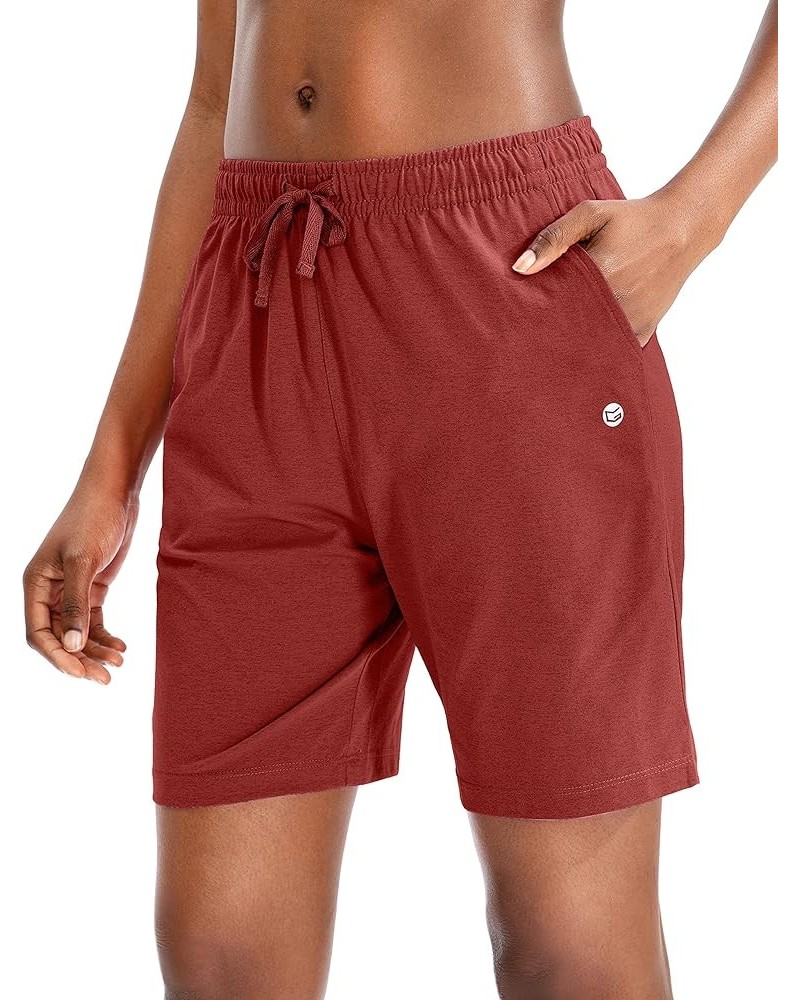 Women's Bermuda Shorts Jersey Shorts with Deep Pockets 7" Long Shorts for Women Lounge Walking Athletic Savannah Red $12.23 A...