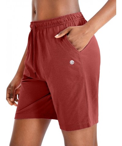 Women's Bermuda Shorts Jersey Shorts with Deep Pockets 7" Long Shorts for Women Lounge Walking Athletic Savannah Red $12.23 A...