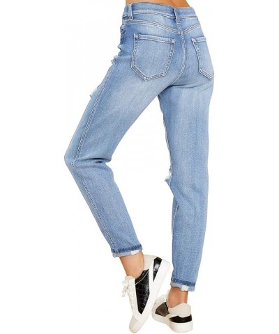 Women's High Rise Destroyed Boyfriend Jeans Washed Distressed Ripped Denim Pants A-blue Tides $26.09 Jeans