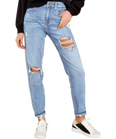 Women's High Rise Destroyed Boyfriend Jeans Washed Distressed Ripped Denim Pants A-blue Tides $26.09 Jeans