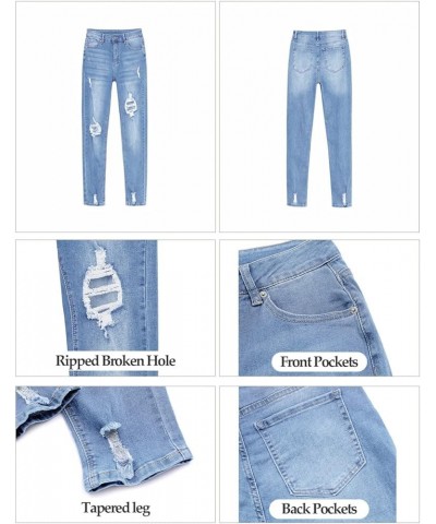 Women's High Rise Destroyed Boyfriend Jeans Washed Distressed Ripped Denim Pants A-blue Tides $26.09 Jeans