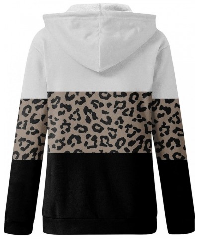 Womens Color Block Leopard Print Zip Up Hoodies Long Sleeve Fall Oversized Sweatshirts Y2K Sport Jacket with Pockets White $6...