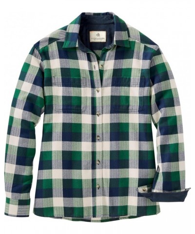 Women's Legendary Flannel Shirt Comfort Fit Wintergreen Buffalo Check $12.15 Blouses