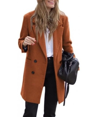 Women's Notched Lapel Collar Double Breasted Spring Winter Coats Wool Blend Pea Coats Casual Long Trench Coat 2-caramel $33.1...