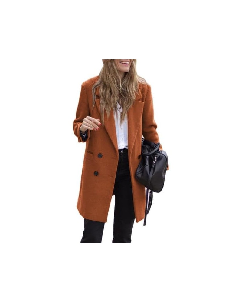 Women's Notched Lapel Collar Double Breasted Spring Winter Coats Wool Blend Pea Coats Casual Long Trench Coat 2-caramel $33.1...