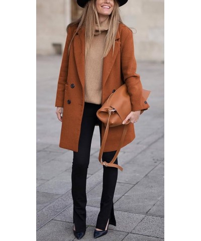 Women's Notched Lapel Collar Double Breasted Spring Winter Coats Wool Blend Pea Coats Casual Long Trench Coat 2-caramel $33.1...