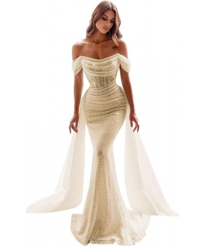 Luxury Illusion Off The Shoulder Wedding Dresses for Bride Tulle Lace Appliques Long Ball Gown H-champagne $93.10 Dresses