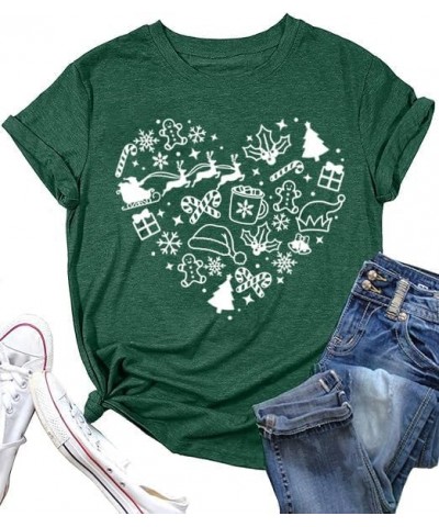 Christmas Shirts for Women Heart-Shaped Graphic Funny Winter Element Christmas Family Het-01gn $10.82 T-Shirts