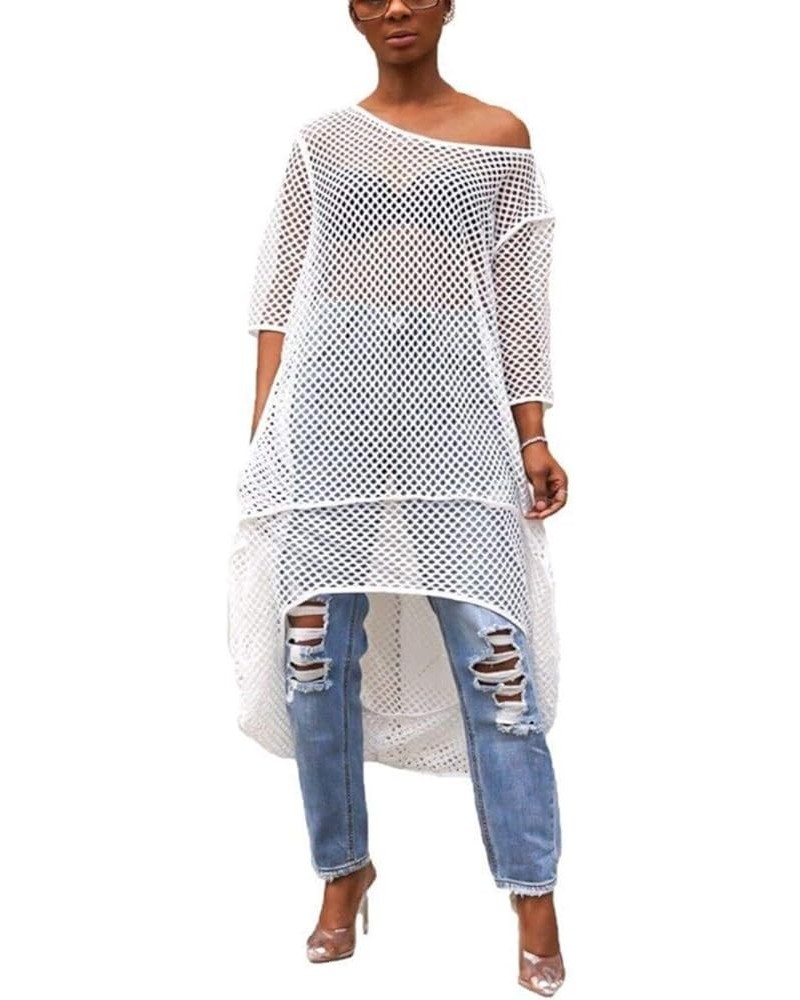 Womens Short Sleeve Cover Up Crochet Lace Midi Bikini Swimsuit Dress White $14.95 Swimsuits